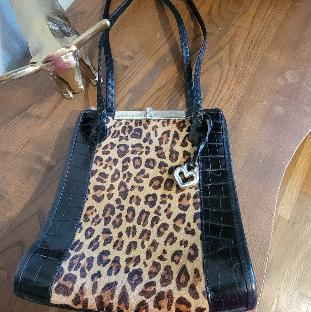 Leather and leopard purse Brighton